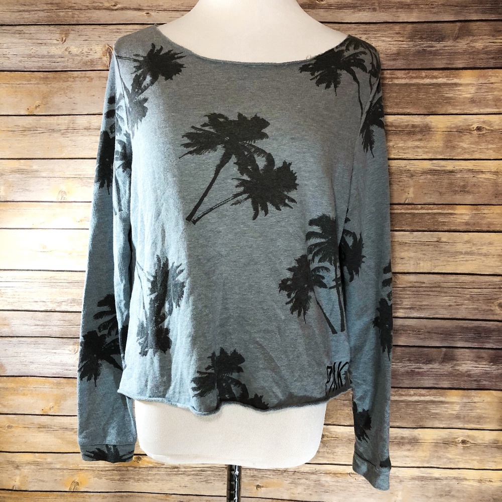 PINK Victoria's Secret Dusty Blue Palm Sweatshirt